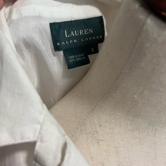Laura Ralph Lauren White Linen Button Down - Picture 4 of 5